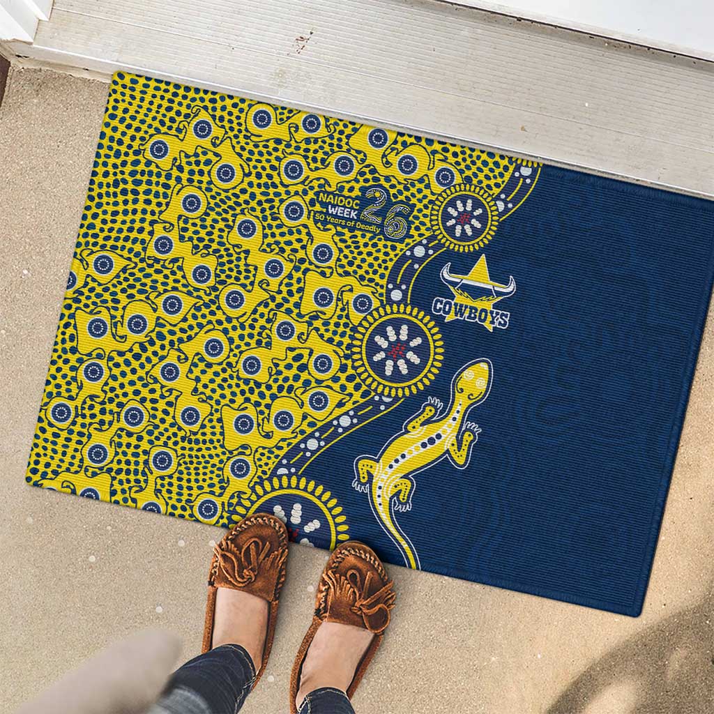 North Queensland Cowboys NAIDOC Week 2026 Rubber Doormat Aboriginal Lizard Dot Painting - 50 Years of Deadly