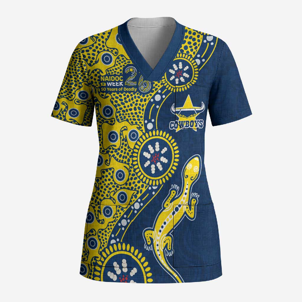 North Queensland Cowboys NAIDOC Week 2026 Scrub Top Aboriginal Lizard Dot Painting - 50 Years of Deadly