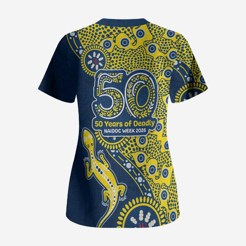 North Queensland Cowboys NAIDOC Week 2026 Scrub Top Aboriginal Lizard Dot Painting - 50 Years of Deadly