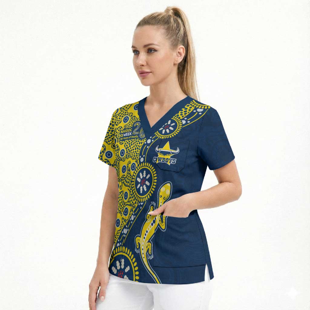 North Queensland Cowboys NAIDOC Week 2026 Scrub Top Aboriginal Lizard Dot Painting - 50 Years of Deadly