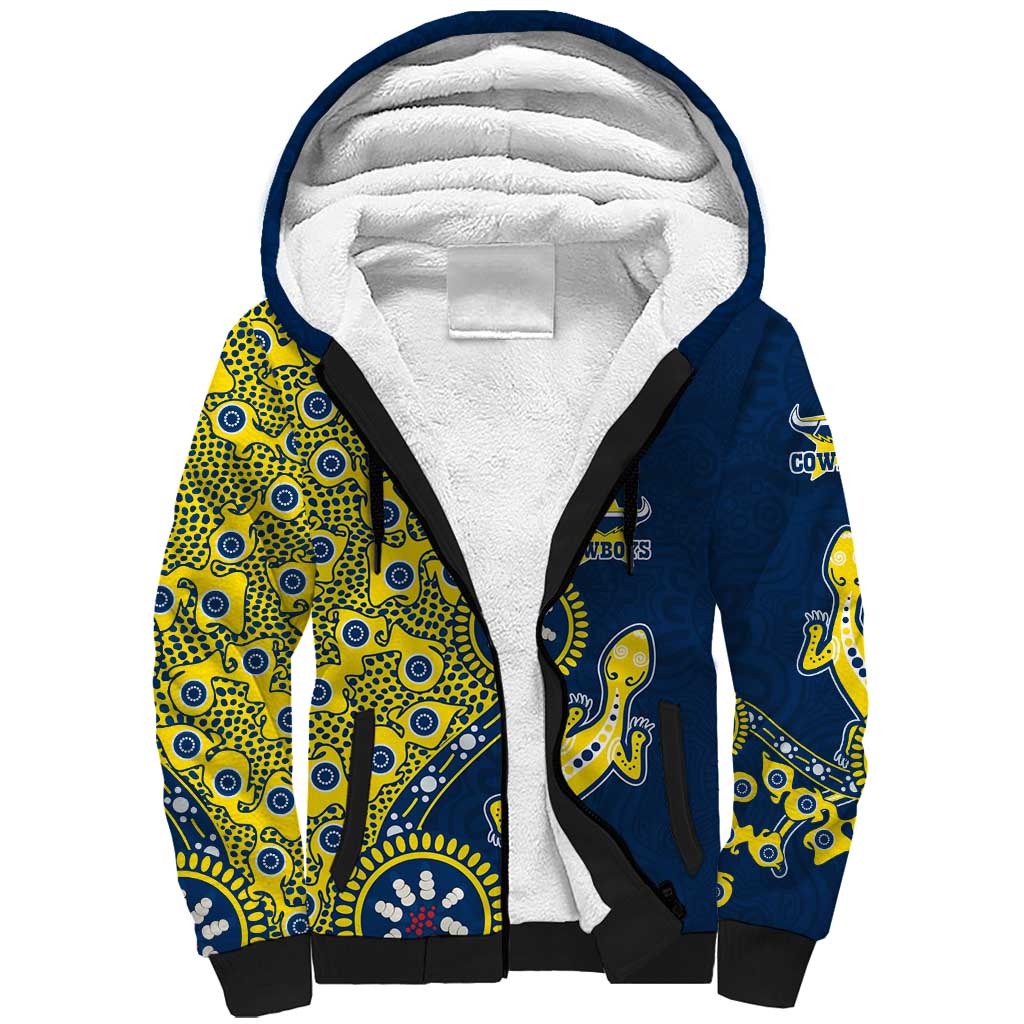 North Queensland Cowboys NAIDOC Week 2026 Sherpa Hoodie Aboriginal Lizard Dot Painting - 50 Years of Deadly