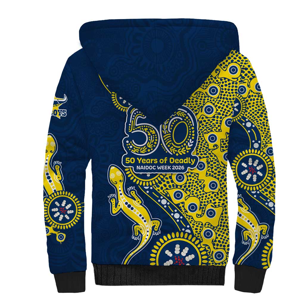 North Queensland Cowboys NAIDOC Week 2026 Sherpa Hoodie Aboriginal Lizard Dot Painting - 50 Years of Deadly