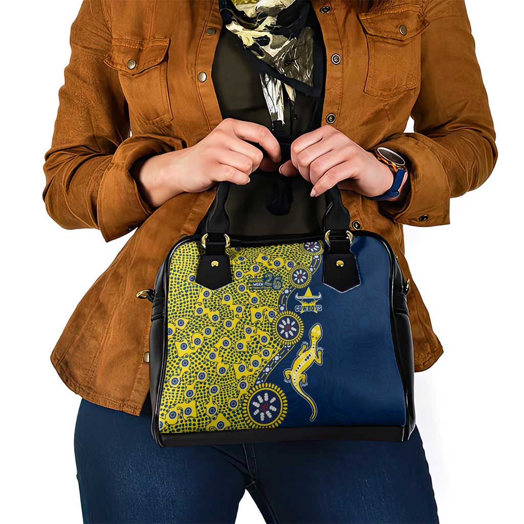 North Queensland Cowboys NAIDOC Week 2026 Shoulder Handbag Aboriginal Lizard Dot Painting - 50 Years of Deadly