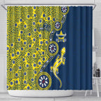 North Queensland Cowboys NAIDOC Week 2026 Shower Curtain Aboriginal Lizard Dot Painting - 50 Years of Deadly