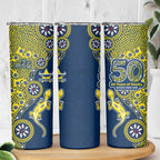 North Queensland Cowboys NAIDOC Week 2026 Skinny Tumbler Aboriginal Lizard Dot Painting - 50 Years of Deadly