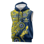 North Queensland Cowboys NAIDOC Week 2026 Sleeveless Hoodie Aboriginal Lizard Dot Painting - 50 Years of Deadly