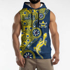 North Queensland Cowboys NAIDOC Week 2026 Sleeveless Hoodie Aboriginal Lizard Dot Painting - 50 Years of Deadly