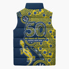 North Queensland Cowboys NAIDOC Week 2026 Sleeveless Puffer Jacket Aboriginal Lizard Dot Painting - 50 Years of Deadly