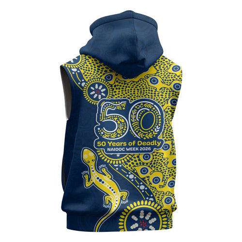 North Queensland Cowboys NAIDOC Week 2026 Sleeveless Zip Hoodie Aboriginal Lizard Dot Painting - 50 Years of Deadly