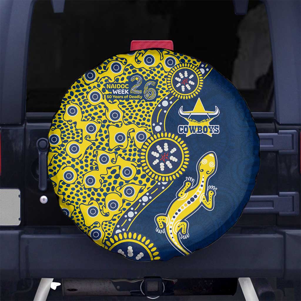 North Queensland Cowboys NAIDOC Week 2026 Spare Tire Cover Aboriginal Lizard Dot Painting - 50 Years of Deadly