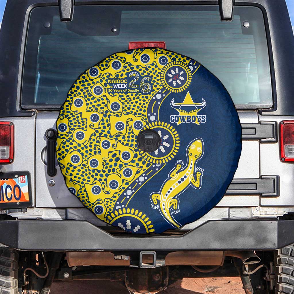 North Queensland Cowboys NAIDOC Week 2026 Spare Tire Cover Aboriginal Lizard Dot Painting - 50 Years of Deadly