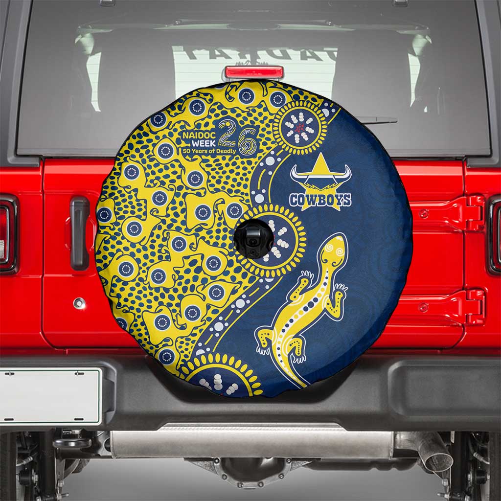 North Queensland Cowboys NAIDOC Week 2026 Spare Tire Cover Aboriginal Lizard Dot Painting - 50 Years of Deadly