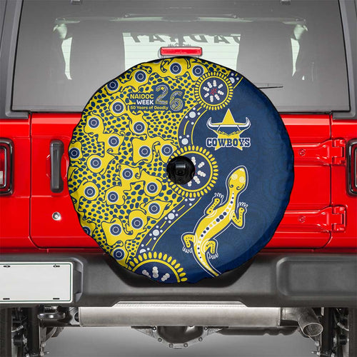 North Queensland Cowboys NAIDOC Week 2026 Spare Tire Cover Aboriginal Lizard Dot Painting - 50 Years of Deadly