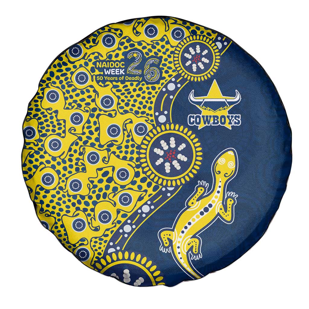 North Queensland Cowboys NAIDOC Week 2026 Spare Tire Cover Aboriginal Lizard Dot Painting - 50 Years of Deadly