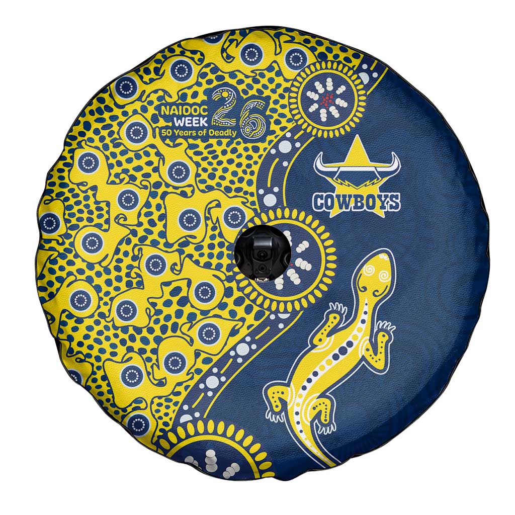 North Queensland Cowboys NAIDOC Week 2026 Spare Tire Cover Aboriginal Lizard Dot Painting - 50 Years of Deadly