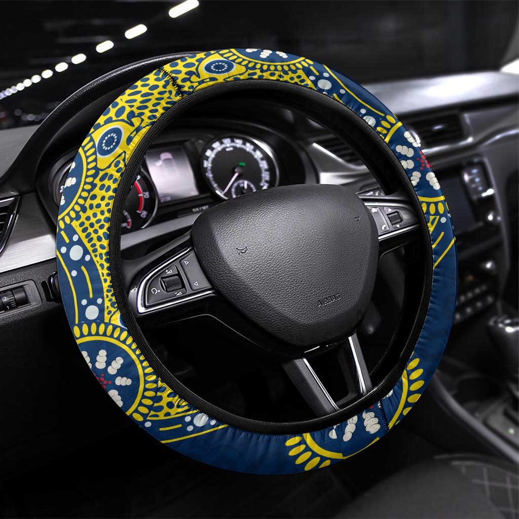 North Queensland Cowboys NAIDOC Week 2026 Steering Wheel Cover Aboriginal Lizard Dot Painting - 50 Years of Deadly