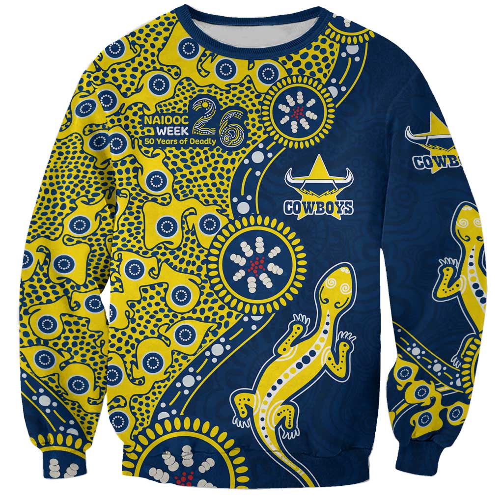 North Queensland Cowboys NAIDOC Week 2026 Sweatshirt Aboriginal Lizard Dot Painting - 50 Years of Deadly