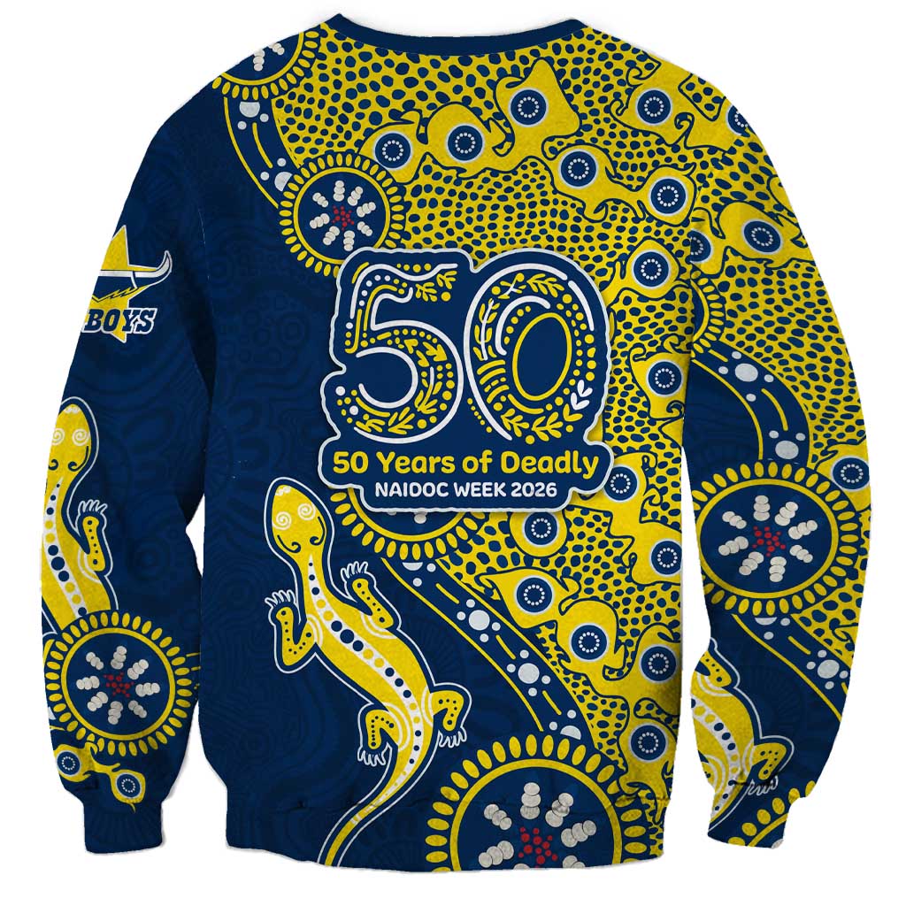 North Queensland Cowboys NAIDOC Week 2026 Sweatshirt Aboriginal Lizard Dot Painting - 50 Years of Deadly