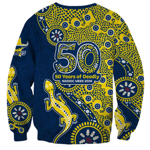 North Queensland Cowboys NAIDOC Week 2026 Sweatshirt Aboriginal Lizard Dot Painting - 50 Years of Deadly