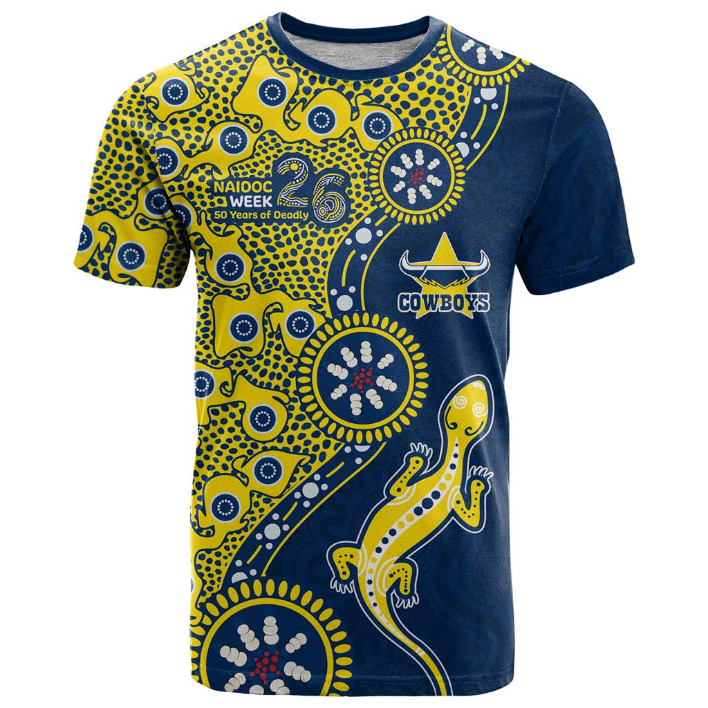 North Queensland Cowboys NAIDOC Week 2026 T Shirt Aboriginal Lizard Dot Painting - 50 Years of Deadly