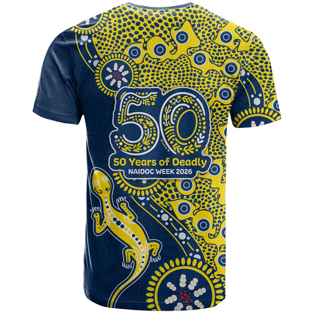 North Queensland Cowboys NAIDOC Week 2026 T Shirt Aboriginal Lizard Dot Painting - 50 Years of Deadly