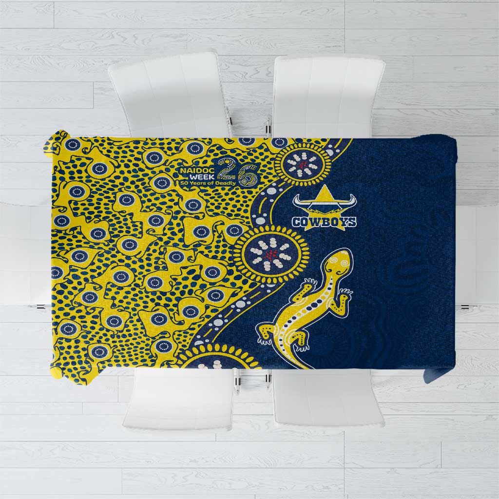North Queensland Cowboys NAIDOC Week 2026 Tablecloth Aboriginal Lizard Dot Painting - 50 Years of Deadly
