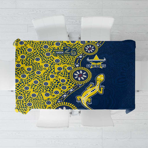 North Queensland Cowboys NAIDOC Week 2026 Tablecloth Aboriginal Lizard Dot Painting - 50 Years of Deadly