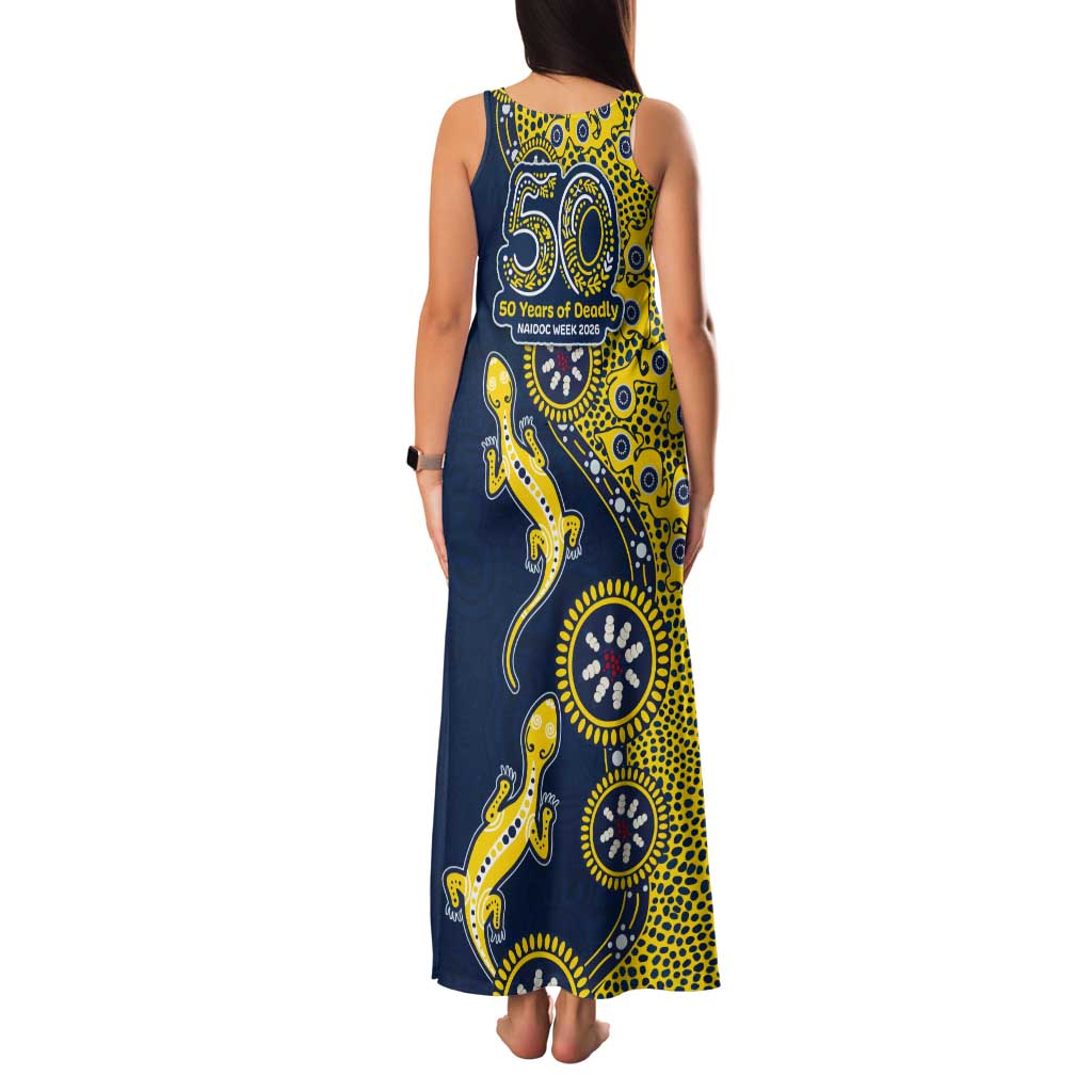 North Queensland Cowboys NAIDOC Week 2026 Tank Maxi Dress Aboriginal Lizard Dot Painting - 50 Years of Deadly