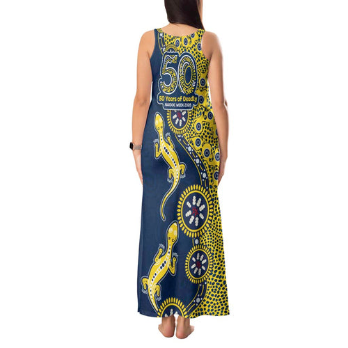 North Queensland Cowboys NAIDOC Week 2026 Tank Maxi Dress Aboriginal Lizard Dot Painting - 50 Years of Deadly
