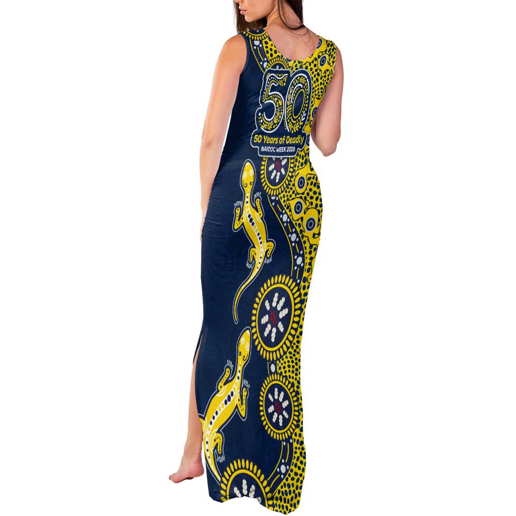 North Queensland Cowboys NAIDOC Week 2026 Tank Maxi Dress Aboriginal Lizard Dot Painting - 50 Years of Deadly