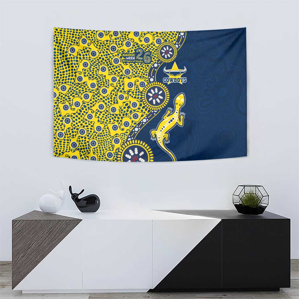 North Queensland Cowboys NAIDOC Week 2026 Tapestry Aboriginal Lizard Dot Painting - 50 Years of Deadly