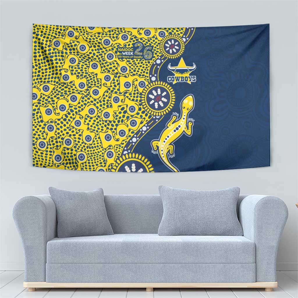 North Queensland Cowboys NAIDOC Week 2026 Tapestry Aboriginal Lizard Dot Painting - 50 Years of Deadly