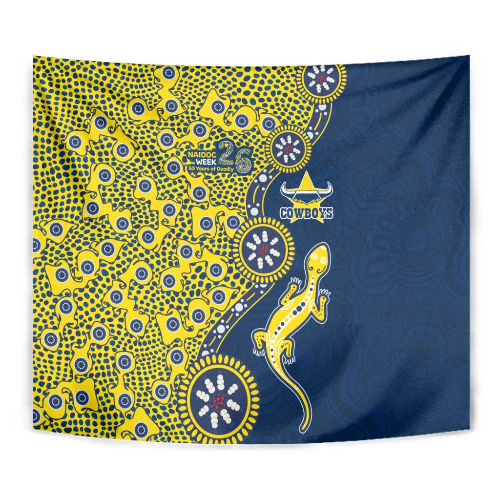 North Queensland Cowboys NAIDOC Week 2026 Tapestry Aboriginal Lizard Dot Painting - 50 Years of Deadly