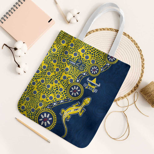 North Queensland Cowboys NAIDOC Week 2026 Tote Bag Aboriginal Lizard Dot Painting - 50 Years of Deadly