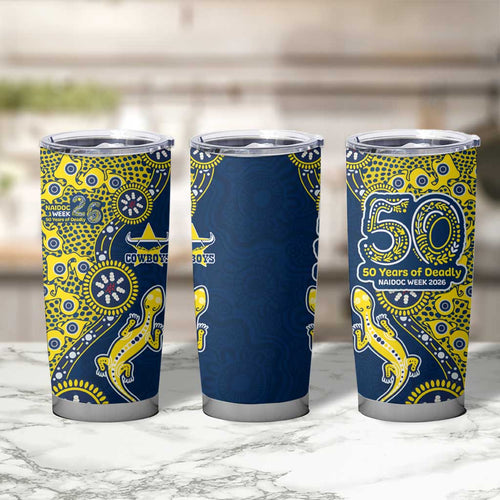 North Queensland Cowboys NAIDOC Week 2026 Tumbler Cup Aboriginal Lizard Dot Painting - 50 Years of Deadly