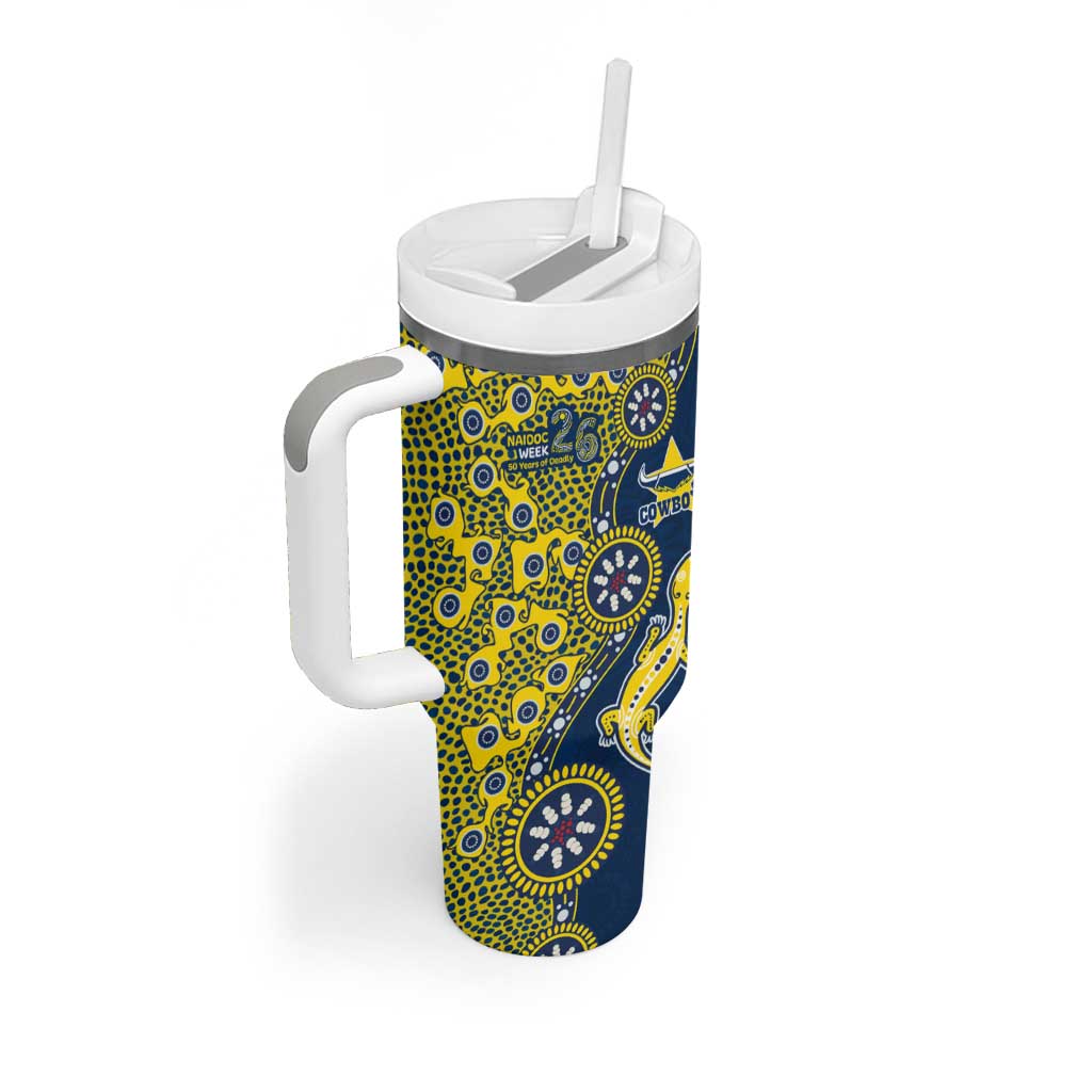 North Queensland Cowboys NAIDOC Week 2026 Tumbler With Handle Aboriginal Lizard Dot Painting - 50 Years of Deadly