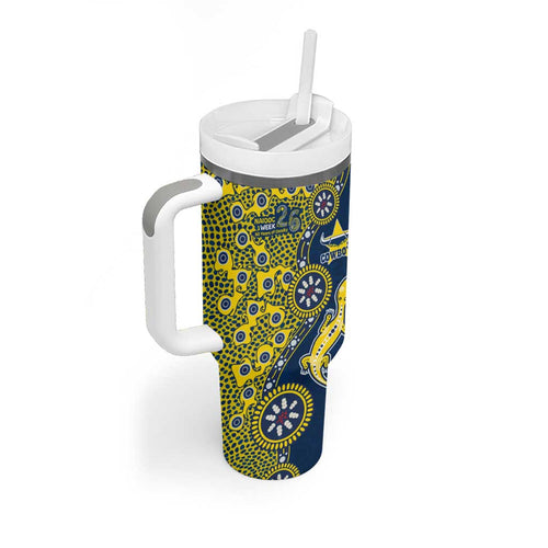 North Queensland Cowboys NAIDOC Week 2026 Tumbler With Handle Aboriginal Lizard Dot Painting - 50 Years of Deadly