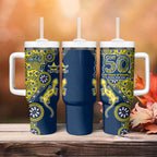 North Queensland Cowboys NAIDOC Week 2026 Tumbler With Handle Aboriginal Lizard Dot Painting - 50 Years of Deadly