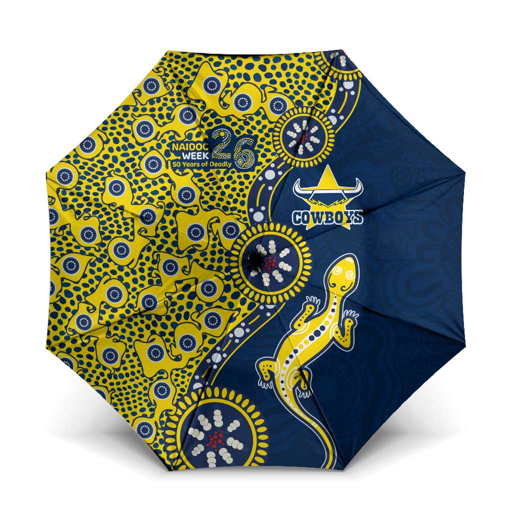 North Queensland Cowboys NAIDOC Week 2026 Umbrella Aboriginal Lizard Dot Painting - 50 Years of Deadly