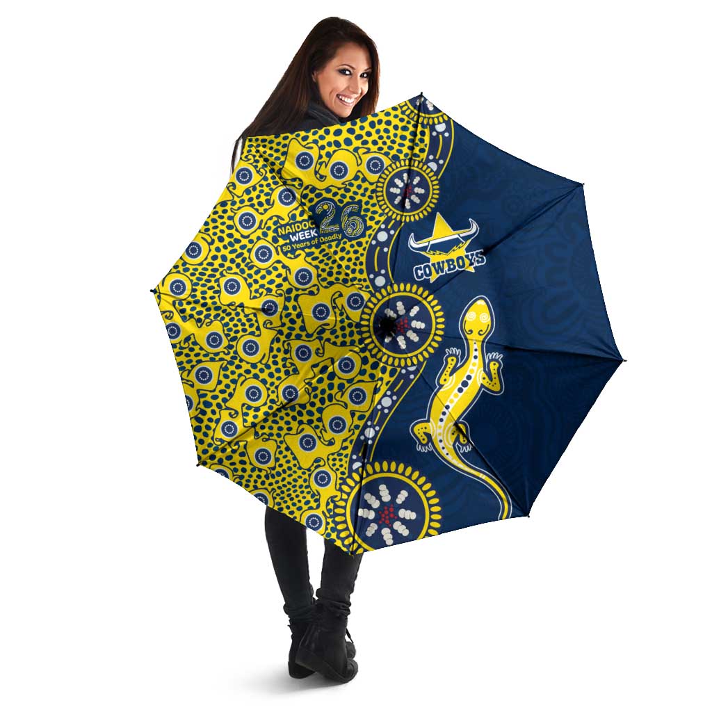 North Queensland Cowboys NAIDOC Week 2026 Umbrella Aboriginal Lizard Dot Painting - 50 Years of Deadly