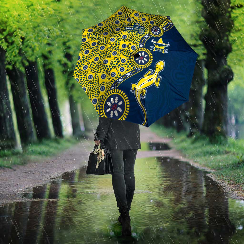 North Queensland Cowboys NAIDOC Week 2026 Umbrella Aboriginal Lizard Dot Painting - 50 Years of Deadly