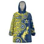 North Queensland Cowboys NAIDOC Week 2026 Wearable Blanket Hoodie Aboriginal Lizard Dot Painting - 50 Years of Deadly
