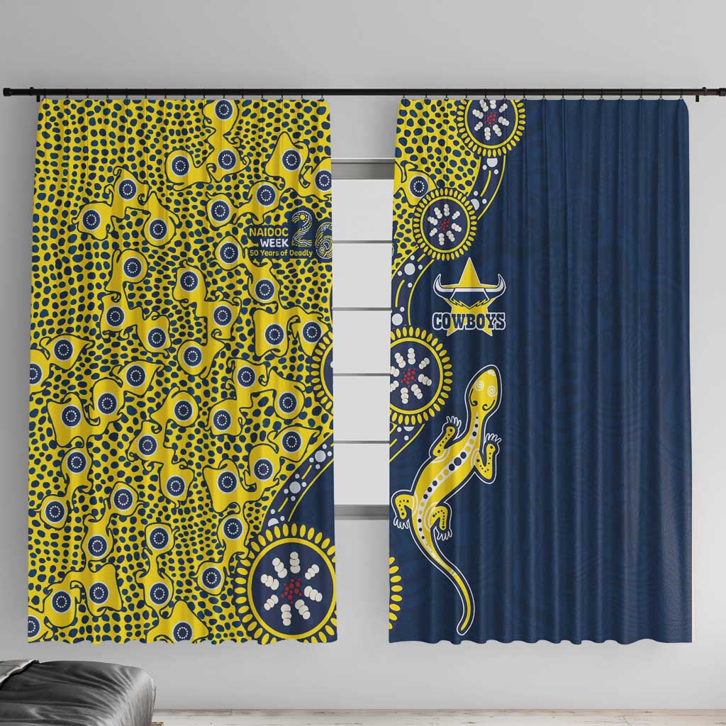 North Queensland Cowboys NAIDOC Week 2026 Window Curtain Aboriginal Lizard Dot Painting - 50 Years of Deadly