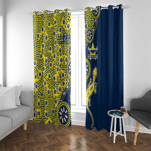 North Queensland Cowboys NAIDOC Week 2026 Window Curtain Aboriginal Lizard Dot Painting - 50 Years of Deadly