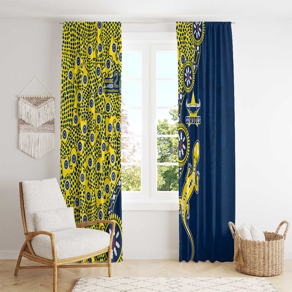 North Queensland Cowboys NAIDOC Week 2026 Window Curtain Aboriginal Lizard Dot Painting - 50 Years of Deadly