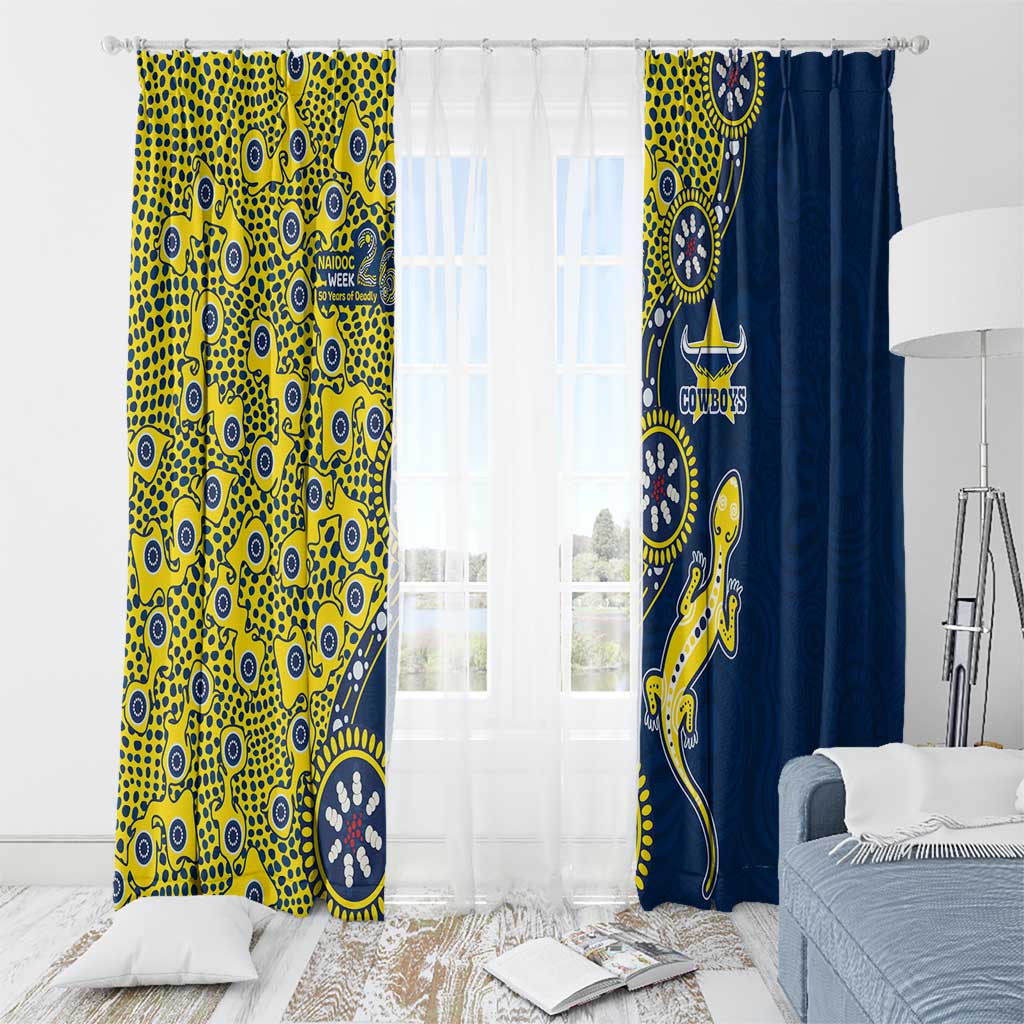 North Queensland Cowboys NAIDOC Week 2026 Window Curtain Aboriginal Lizard Dot Painting - 50 Years of Deadly