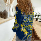 North Queensland Cowboys NAIDOC Week 2026 Women Casual Shirt Aboriginal Lizard Dot Painting - 50 Years of Deadly