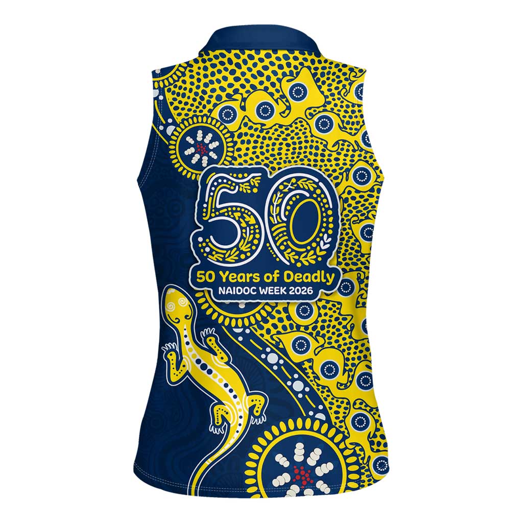 North Queensland Cowboys NAIDOC Week 2026 Women Sleeveless Polo Shirt Aboriginal Lizard Dot Painting - 50 Years of Deadly