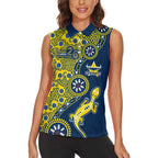 North Queensland Cowboys NAIDOC Week 2026 Women Sleeveless Polo Shirt Aboriginal Lizard Dot Painting - 50 Years of Deadly
