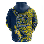 North Queensland Cowboys NAIDOC Week 2026 Zip Hoodie Aboriginal Lizard Dot Painting - 50 Years of Deadly